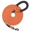 HANK Dog Long Leash | 3M Reflective Leash for Medium, Large Dogs | Metal Hook | Soft Comfortable Handle | Shock Absorbing Rope (Neon Orange, 10 Feet)