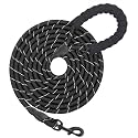 HANK Dog Long Leash | 3M Reflective Leash for Medium, Large Dogs | Metal Hook | Soft Comfortable Handle | Shock Absorbing Rope (Black, 10 Feet)