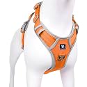 HANK Dog Harness | Pet Body Belt | Adjustable Buckles | Strong Metal Hook | 3M Reflective Strap | Dog Vest (Orange, X-Large)