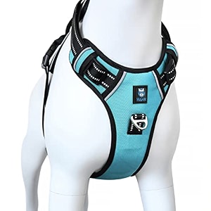 hank dog harness  3m reflective pet belt  strong metal hook  dog body belt  no pull vest harness for walking amp training cyan blue medium