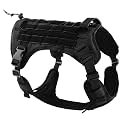 HANK Tactical Dog Harness - No Pull Heavy Duty - Pet Body Vest with Military Standard Fabric - 2 Front Metal Buckles - Dog Belt for Training - Walking (Black, Large)