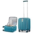 Hanke 16 Inch Expandable Under Seat Luggage with Wheels Top Opening Small Suitcase with Wheels Carry On Luggage Airline Approved Lightweight Hard Shell Suitcases for Weekender Overnight-Caribbean Blue