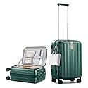 Hanke 20 Inch Expandable Carry On Luggage Airline Approved Top Opening Hard Shell Suitcases with Wheels Lightweight Travel Luggage Carry On Suitcase for Woman Men-Blackish Green