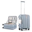 Hanke 20 Inch Expandable Carry On Luggage Airline Approved Top Opening Hard Shell Suitcases with Wheels Lightweight Travel Luggage Carry On Suitcase for Woman Men-Grey