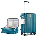 Hanke 24 Inch Expandable Luggage Top Opening Checked Bag Luggage Hard Shell Suitcases with Wheels Lightweight Travel Luggage Medium Suitcase with Lock for Woman Men-Caribbean Blue