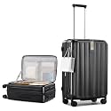 Hanke 24 Inch Expandable Luggage Top Opening Checked Bag Luggage Hard Shell Suitcases with Wheels Lightweight Travel Luggage Medium Suitcase with Lock for Woman Men-Jet Black