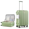 Hanke 24 Inch Expandable Luggage Top Opening Checked Bag Luggage Hard Shell Suitcases with Wheels Lightweight Travel Luggage Medium Suitcase with Lock for Woman Men-Bamboo Green