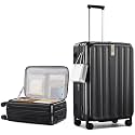 Hanke 26 Inch Expandable Luggage Top Opening Checked Bag Luggage Hard Shell Suitcases with Wheels Lightweight Travel Luggage Heavy Duty Luggage Suitcase with Lock for Woman Men-Jet Black