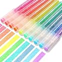 HANKU Glitter Highlighters 10 Assorted Sparkle Pastel Colors for Coloring