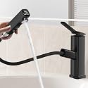 HANLIAN Pull Out Bathroom Faucet 1 Hole with Digital Temperature Display