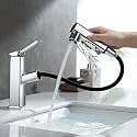 HANLIAN Single Hole Bathroom Sink Pull Out Faucet with Rotating Spout