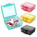 HANNEA 4 Pcs Pill Box 1.7 Inch Square Transparent Food Grade PP