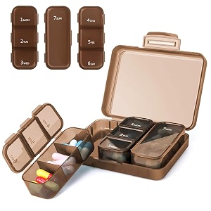 hannea weekly pill organizer pill box portable 7 compartment portable medicine box small daily pill case for vitamins vitamin supplements fish oil
