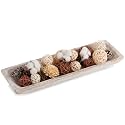 Hanobe Large Decorative Bowl for Coffee Table Entryway Decor, White Wood