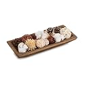 Hanobe Wood Decorative Dough Bowl for Coffee Table Decor, 14" Rustic Brown