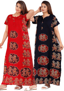 hans craft and fashion pack of 2 women nighty multicolor