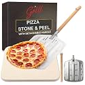 Hans Grill Pizza Stone PRO XL, Rectangular Baking Stone with Aluminium Peel
