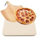 Hans Grill Rectangular Pizza Stone with Peel, 15 x 12 Inch Cordierite Stone