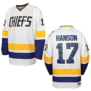hanson brothers hockey jersey 16 charlestown chiefs 17 jeff slap shot 18 movie hockey jersey blue white s-3xl