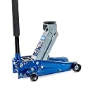 Hantec 2-Ton Hydraulic Floor Jack (4,400 lbs) - Low Profile Steel Trolley Jack, Built-in Safety Valve, Swivel Wheels, Hard Carrying Case, Lift Range 5.1" to 12" for Cars and Sedans - Blue