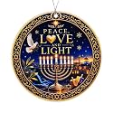 Hanukkah Christmas Ornaments 2026, Peace Love and Light Acrylic Tree Ornament with Menorah, Hanukkah Decorations, Jewish Gifts for Family and Friends, Jewish Home Decor, Chanukah Decor