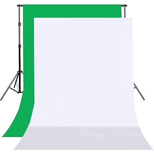 hanumex white and green photography backdrop combo - versatile 2-in-1 studio background set polyester cloth for content creator making professional photo and video shoots