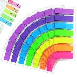 hanyousheng sticky notes 1120pcs index tabs page markers mini file tabs book markers bright colors page index stickers writeable labels for page marking with a storage bag 7 colours