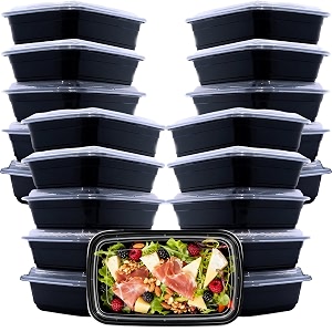 hao zhu meal prep containers reusable-plastic food storage trays with lids - microwavable freezer and dishwasher safe - stackable bento lunch boxes - bpa free 28 oz 20 pack 20