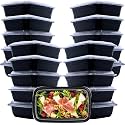 Hao Zhu Meal Prep Containers Reusable-Plastic Food Storage Trays with Lids - Microwavable, Freezer and Dishwasher Safe - Stackable Bento Lunch Boxes - BPA Free (28 oz, 20 Pack) (20)
