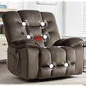 HAOMARKETS Oversized Electric Recliner Chair with Massage and Heat, 41" Wide Power Reclining Chairs with USB Port, Breathable Velvet Overstuffed Reclining Sofa for Living Room Bedroom (No Lift)