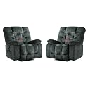 HAOMARKETS Oversized Power Recliner Chair with Massage and Heat Set of 2, 41" Wide Electric Reclining Chairs with USB Port, Breathable Fabric Overstuffed Reclining Sofa for Living Room Bedroom
