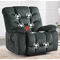 HAOMARKETS Oversized Power Recliner Chair with Massage and Heat, 41" Wide Electric Reclining Chairs with USB Port, Breathable Fabric Overstuffed Reclining Sofa for Living Room Bedroom (No Lift)