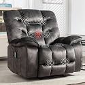 HAOMARKETS Oversized Power Recliner Chair with Massage and Heat, 41" Wide Electric Reclining Chairs with USB Port, Breathable Fabric Overstuffed Reclining Sofa for Living Room Bedroom(No Lift)