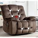 HAOMARKETS Oversized Power Recliner Chair with Massage and Heat, 41" Wide Electric Reclining Chairs with USB Port, Breathable Fabric Overstuffed Reclining Sofa for Living Room Bedroom (No Lift)