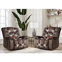 HAOMARKETS Oversized Power Recliner Chair with Massage and Heat Set of 2, 41" Wide Electric Reclining Chairs with USB Port, Breathable Fabric Overstuffed Reclining Sofa for Living Room Bedroom