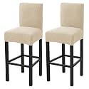 HAOYONG Bar Stool Covers, Stretch Counter Stool Pub Chair Slipcover Washable Counter Height Chair Covers for Kitchen Dining Room Cafe Set of 2 (Beige)