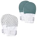 HAPIU Baby Newborn No Scratch Mittens Stay On, 100% Cotton Adjustable 0-12M
