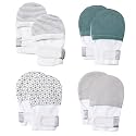 HAPIU Baby Newborn No Scratch Mittens Stay On, 100% Cotton Adjustable 0-12M