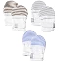 HAPIU Baby Newborn No Scratch Mittens Stay On, 100% Cotton Adjustable 0-12M