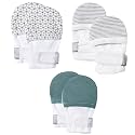 HAPIU Baby Newborn No Scratch Mittens Stay On, 100% Cotton Adjustable 0-12M