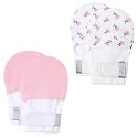 HAPIU Baby Newborn No Scratch Mittens Stay On, 100% Cotton Adjustable 0-12M