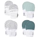 HAPIU Baby Newborn No Scratch Mittens Stay On, 100% Cotton Adjustable 0-12M