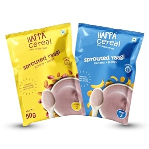 happa organic baby food porridge mix cereal pack of 2 50 g ragi  almonds  dates amp ragi  mango  banana