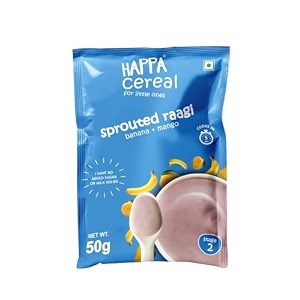 happa organic baby food porridge mix cereal 50 g ragi  mango  banana