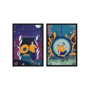 happening hippo aesthetic wall poster  wooden frame wall art  positive vibes amp inspiring decor  ideal for bedroom home office amp study room  musical escapade amp passing through time  a4 size