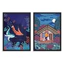 Happening Hippo Set of 2 Framed Aesthetic Wall Poster A4 Size | Positive Vibes Posters | Printed Painting | Wall Hanging Decoration for Bedroom Living Room Home | Dive In &amp; Wood Cottage