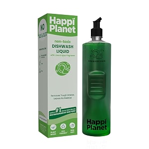 happi planet  organic dishwash liquid gel refill pack  1l  herbal natural plant based biodegradable non toxic eco-friendly  removes tough grease leaves no residue baby amp pet safe