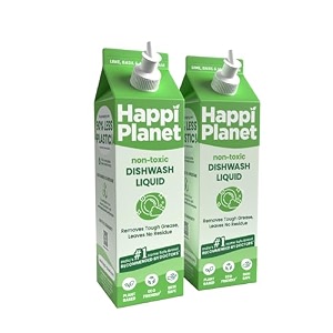 happi planet  organic dishwash liquid gel refill  2l  enzyme powered natural herbal eco-friendly plant based non-toxic  removes tough grease amp odour no toxic residue baby amp pet safe