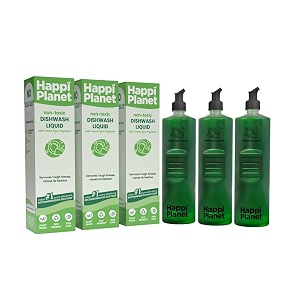happi planet  organic dishwash liquid gel refill  3l  enzyme powered natural herbal eco-friendly plant based non-toxic  removes tough grease amp odour no toxic residue baby amp pet safe