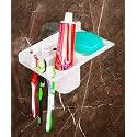 HAPPI Unbreakable ABS Plastic 3 in 1 Soap Dish Holder Glass Tumbler and Tooth Brush Holders, Soap Stand, Soap Case, Soap Holder Stand Wall Mounted for Bathroom (White)